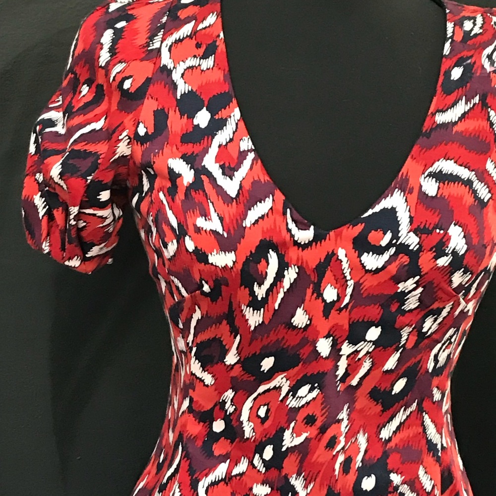 French Connection Poof Sleeve Mini Dress Sz 6 - Picture 3 of 6